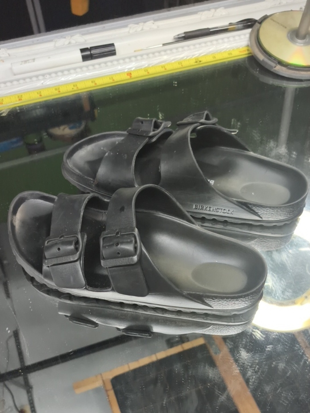 Women's 8 (39) Birkenstock Arizona EVA Double Strap Sandals in Black.  Excellent
